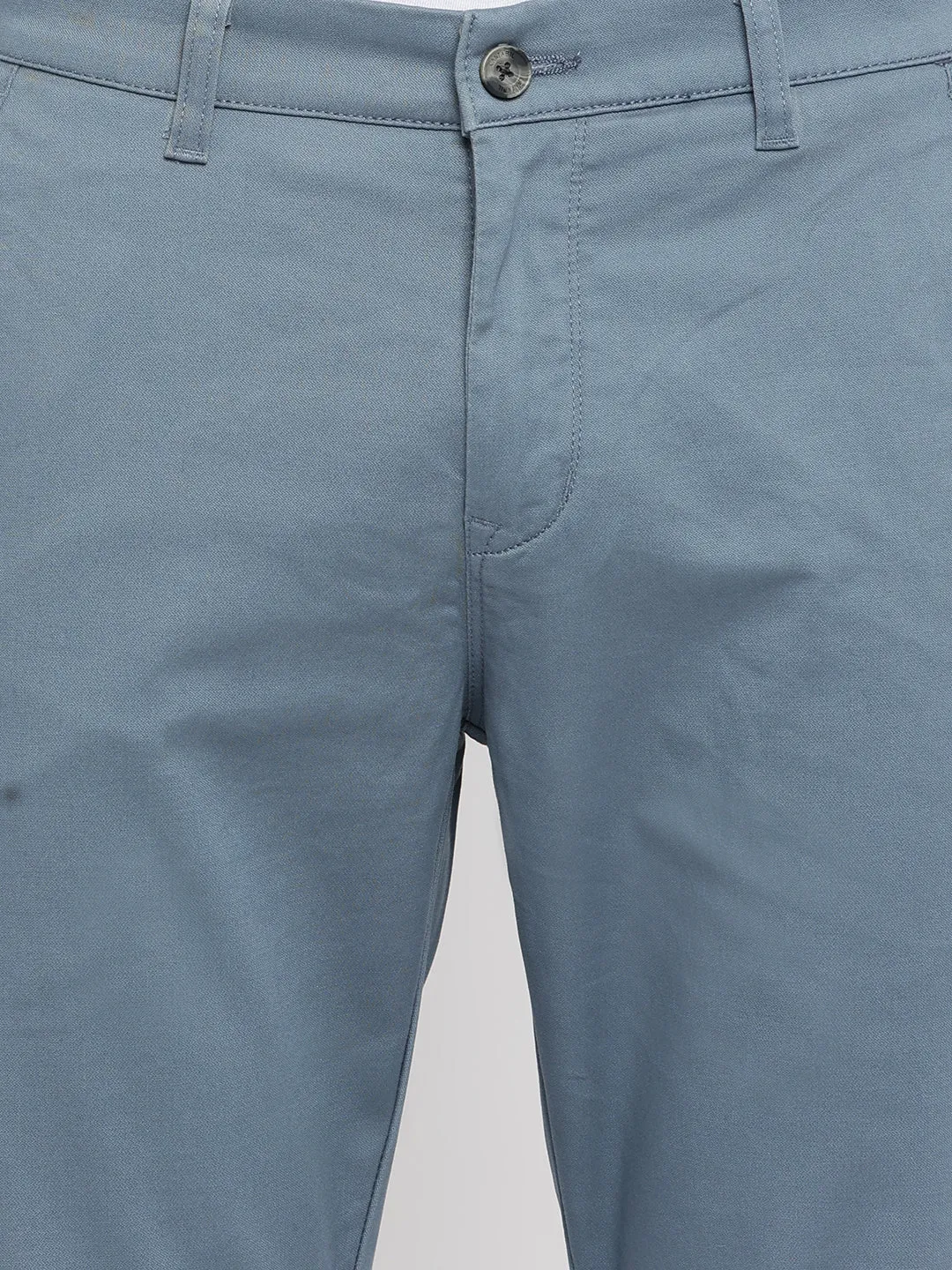 Men's Casual Flat front Aqua Blue  Trousers