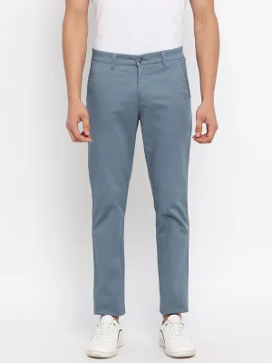 Men's Casual Flat front Aqua Blue  Trousers