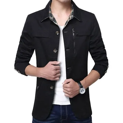 Men's Jacket Casual Solid Men Outerwear Slim Fit