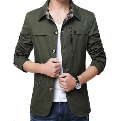 Men's Jacket Casual Solid Men Outerwear Slim Fit