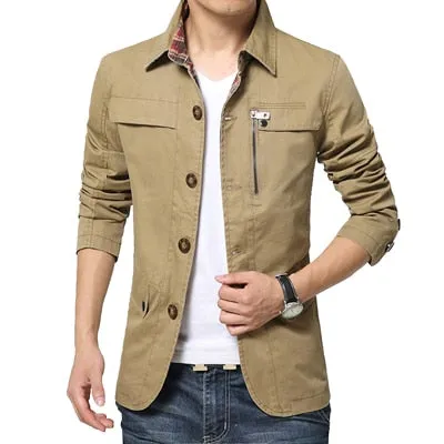 Men's Jacket Casual Solid Men Outerwear Slim Fit