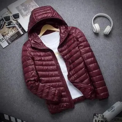 Men's Lightweight Hooded Winter Slim Down Jacket