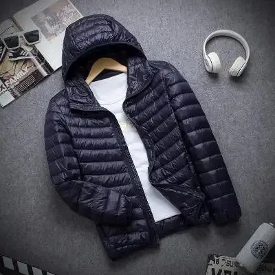 Men's Lightweight Hooded Winter Slim Down Jacket