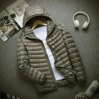 Men's Lightweight Hooded Winter Slim Down Jacket