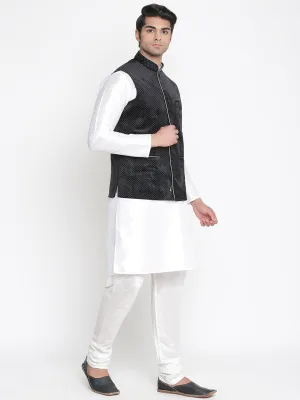 Men's Silk Kurta Set with Nehru Jacket