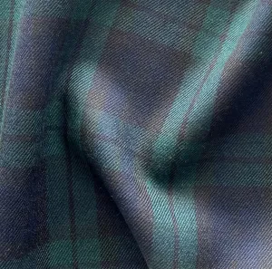 Mid-Weight Selvedged Black Watch Virgin Wool Tartan Plaid (Made in Italy)