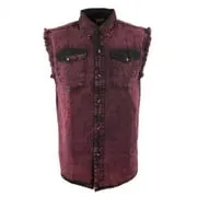 Milwaukee Leather MDM11677 Men’s Magenta Classic Button-Down Cut Off