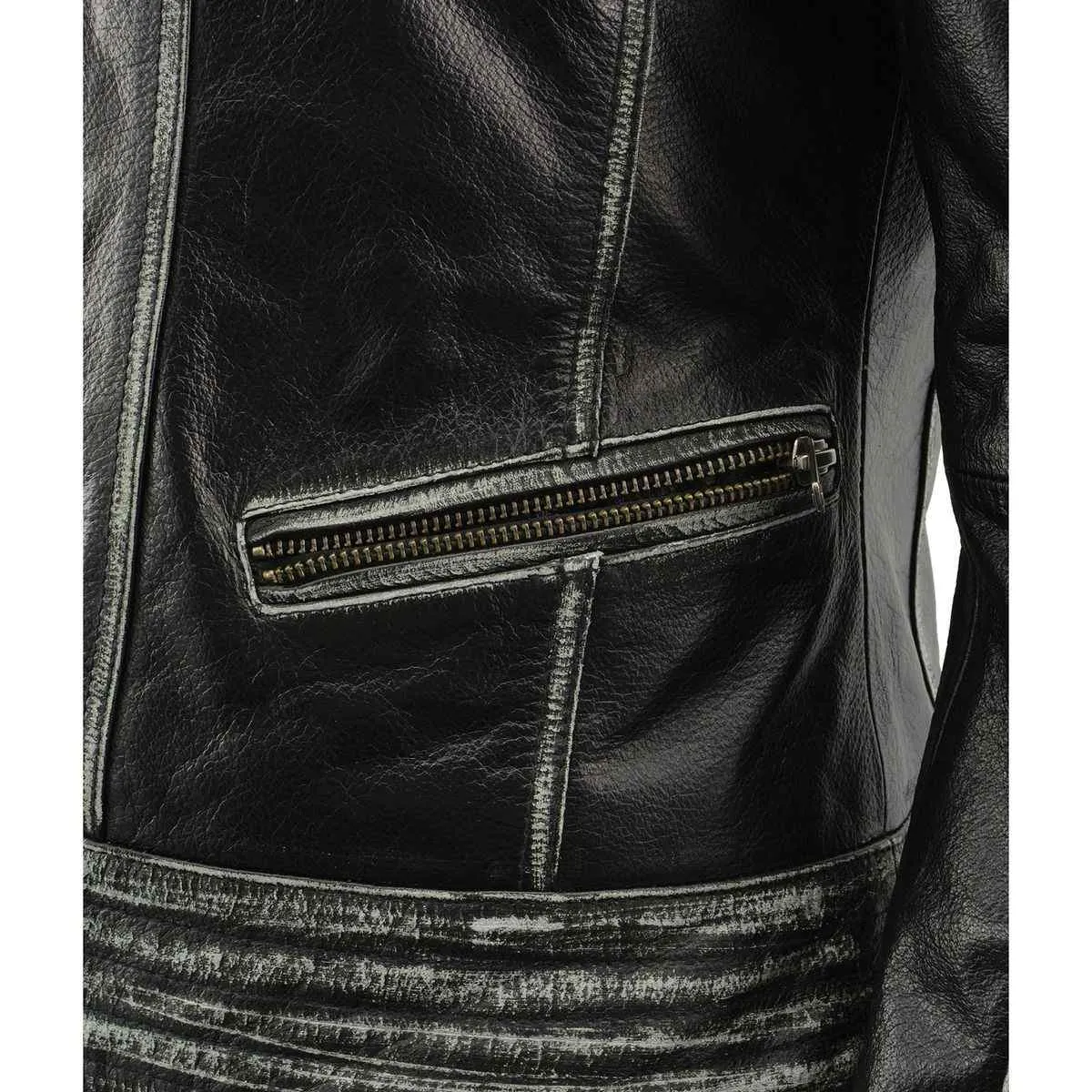 Milwaukee Leather MLL2526 Women's 'Elegant' Distressed Gray Detail Laced Leather Jacket