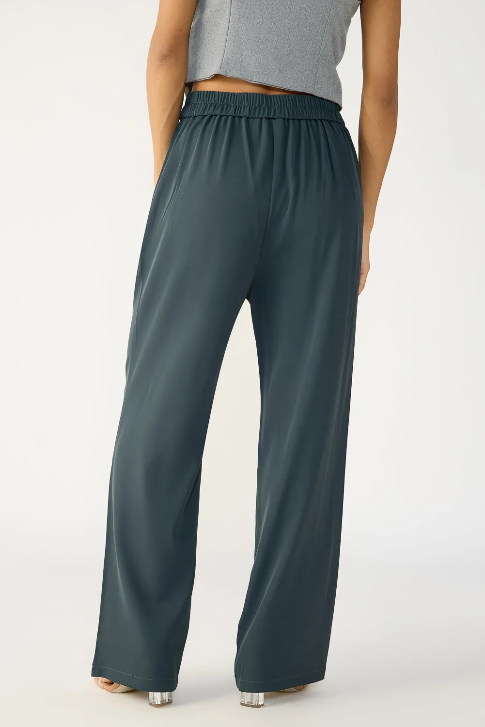 Mist Grey Knotted Waist Korean Pants