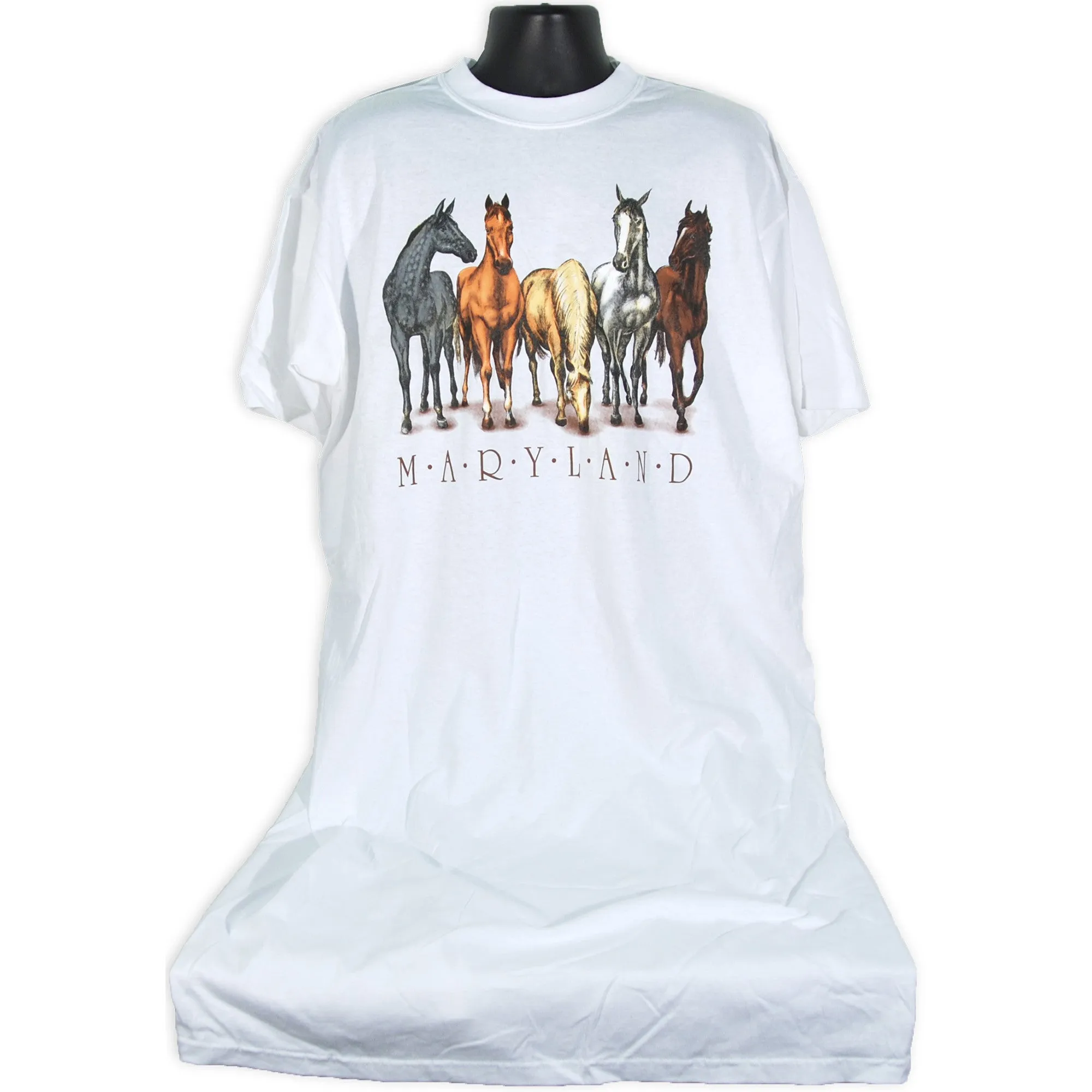 NSMD05W Night Shirt Maryland Horses White