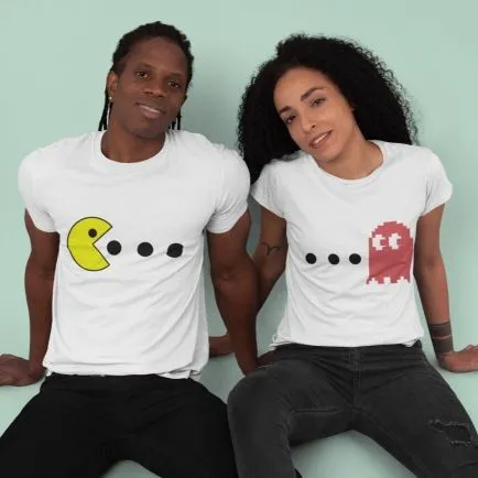 Pac Man-Inspired Matching Set, Fun Halloween Outfits for Couples, Anniversary Gift Idea