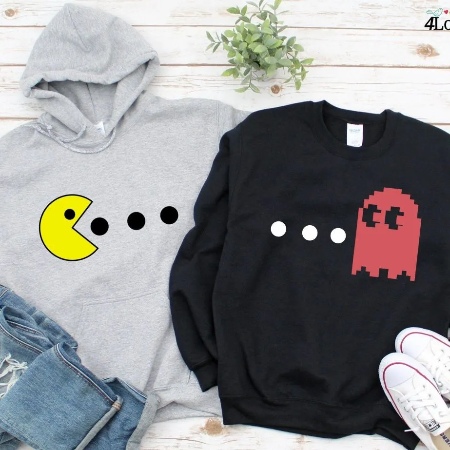 Pac Man-Inspired Matching Set, Fun Halloween Outfits for Couples, Anniversary Gift Idea