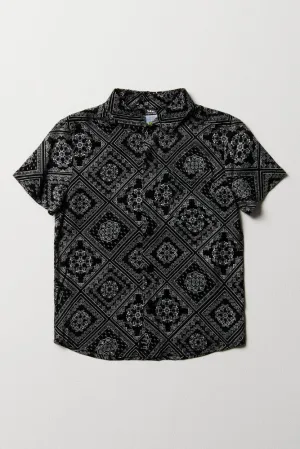 Paisley Short Sleeve Shirt Black