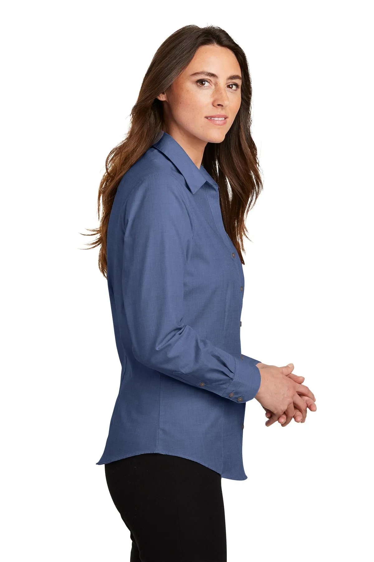 Port Authority Ladies Crosshatch Easy Care Custom Shirts, Deep Blue