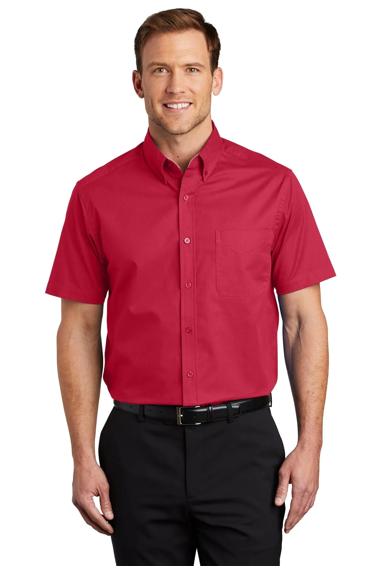 Port Authority Short Sleeve Easy Care Custom Shirts, Red/Light Stone