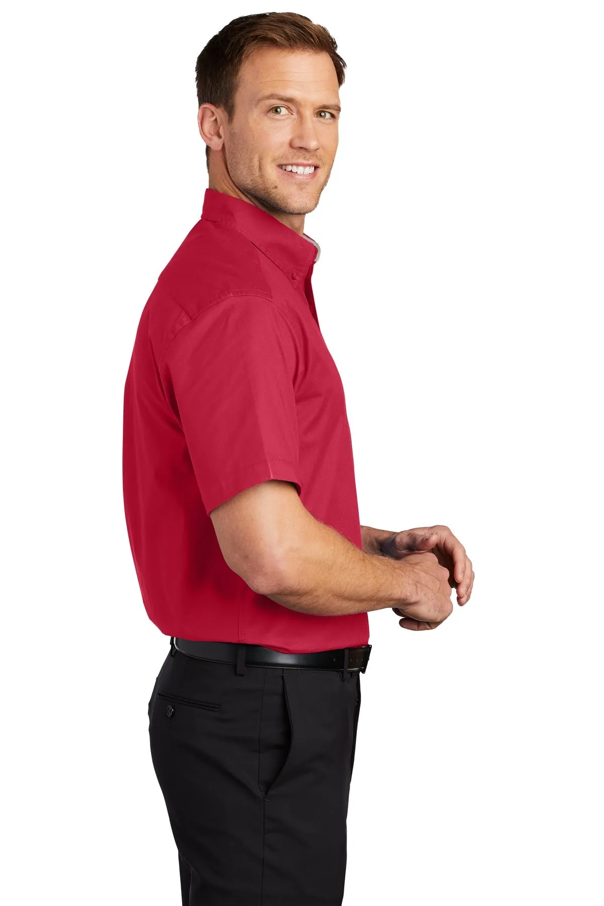 Port Authority Short Sleeve Easy Care Custom Shirts, Red/Light Stone