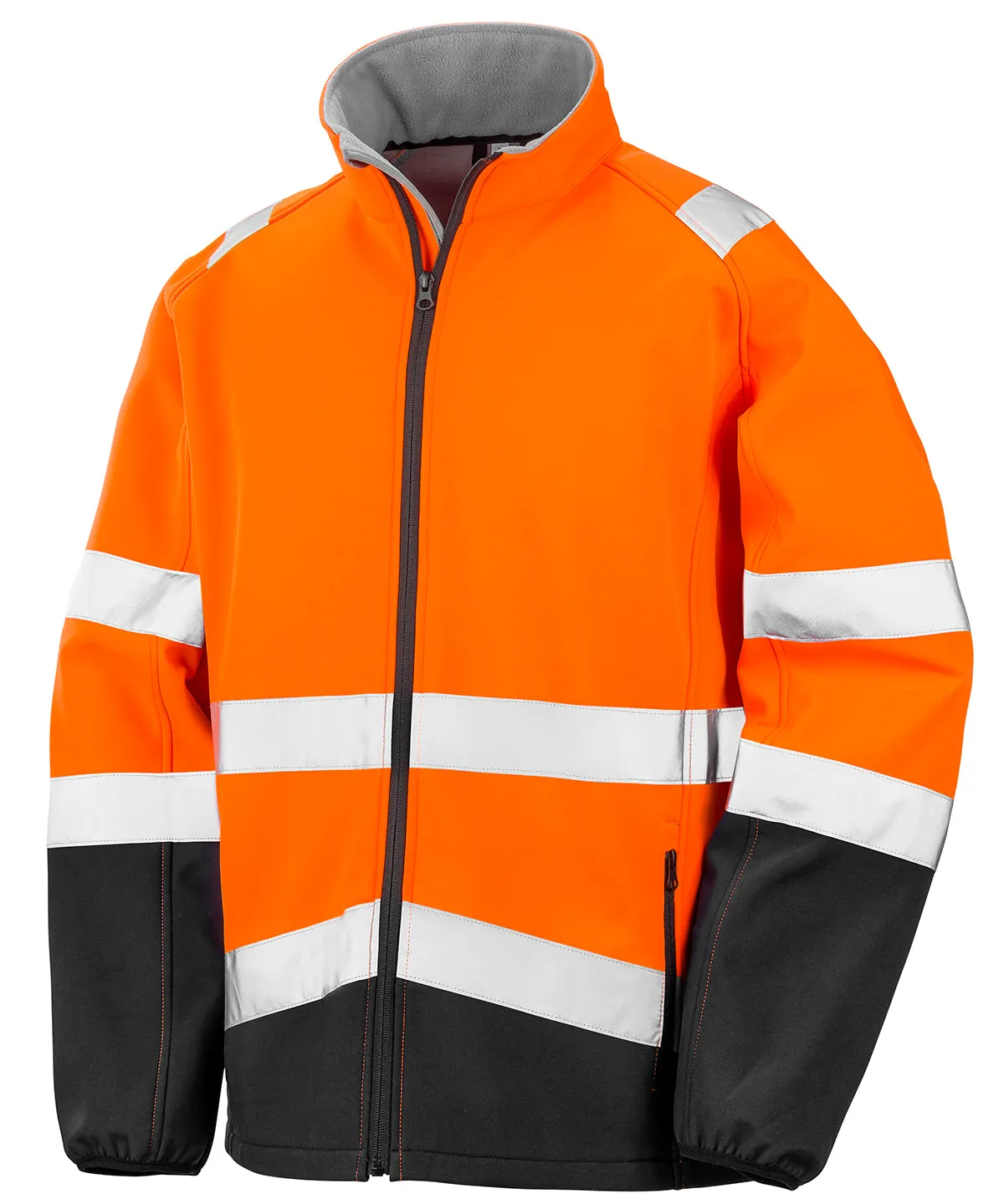 Printable safety softshell jacket | Fluorescent Orange/Black