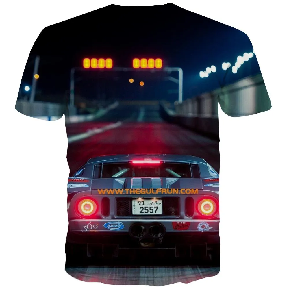 Racing Car T-shirt Men Metal T shirts Funny City Tshirts Cool Gray T-shirts 3d Retro T-shirts Graphic