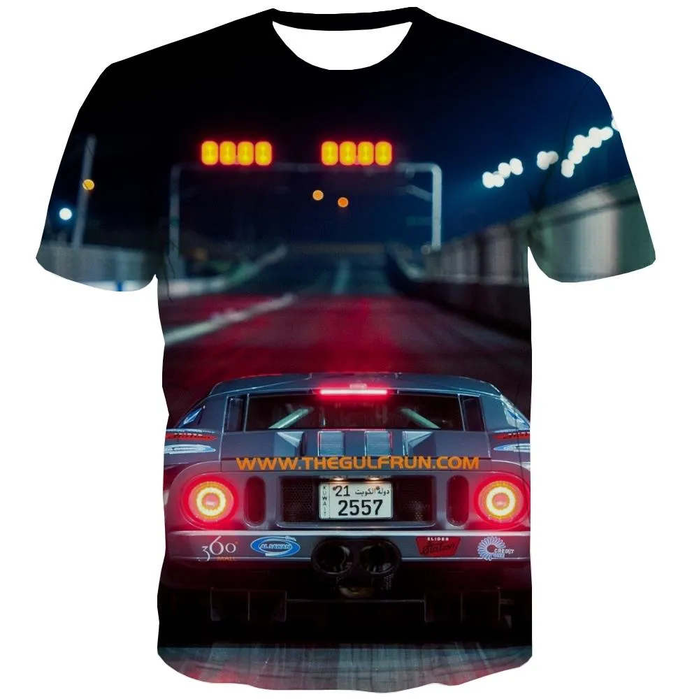 Racing Car T-shirt Men Metal T shirts Funny City Tshirts Cool Gray T-shirts 3d Retro T-shirts Graphic