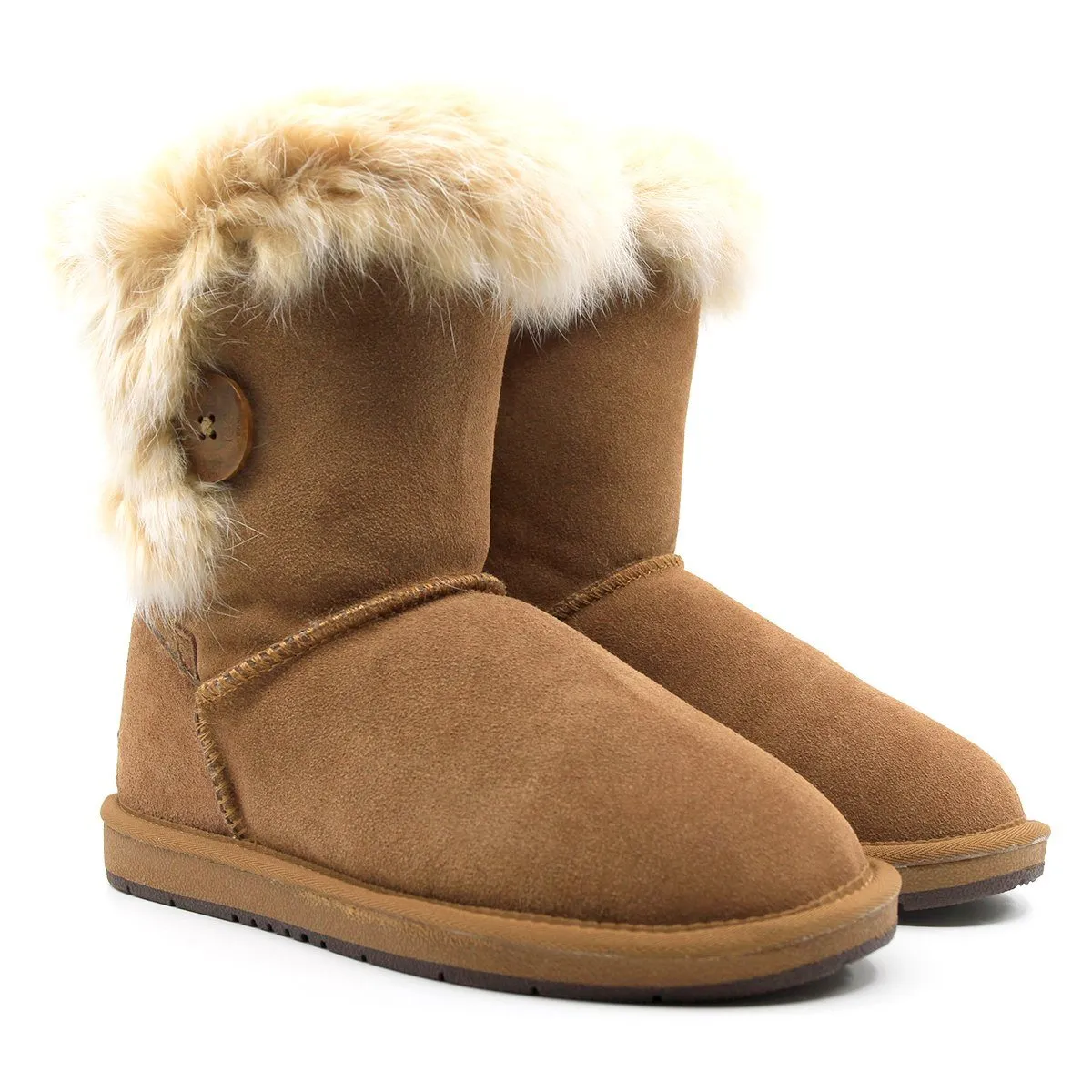 Short Button Fur UGG Boots