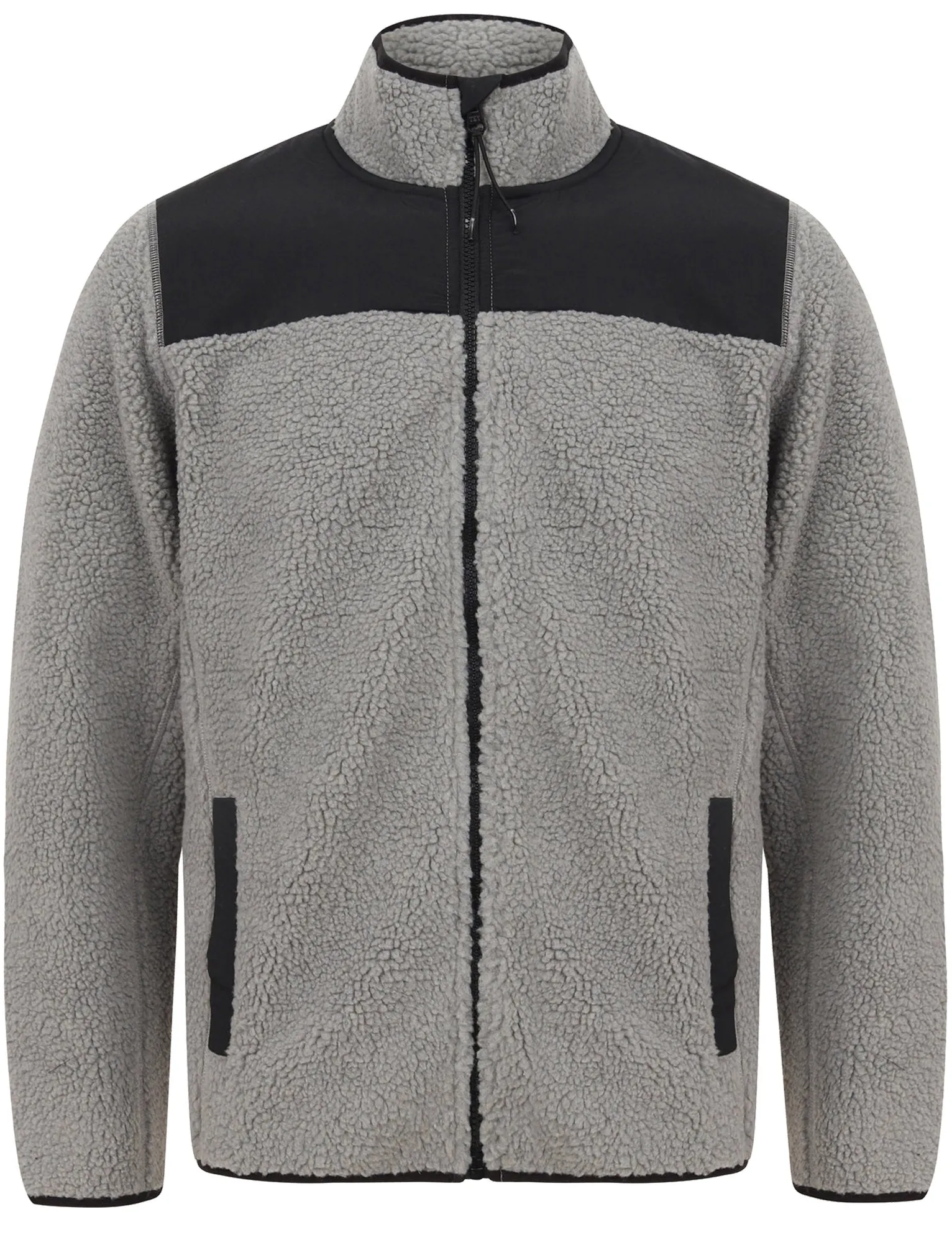 Southwell Teddy Borg Fleece Funnel Neck Hoody in Ghost Grey - Tokyo Laundry