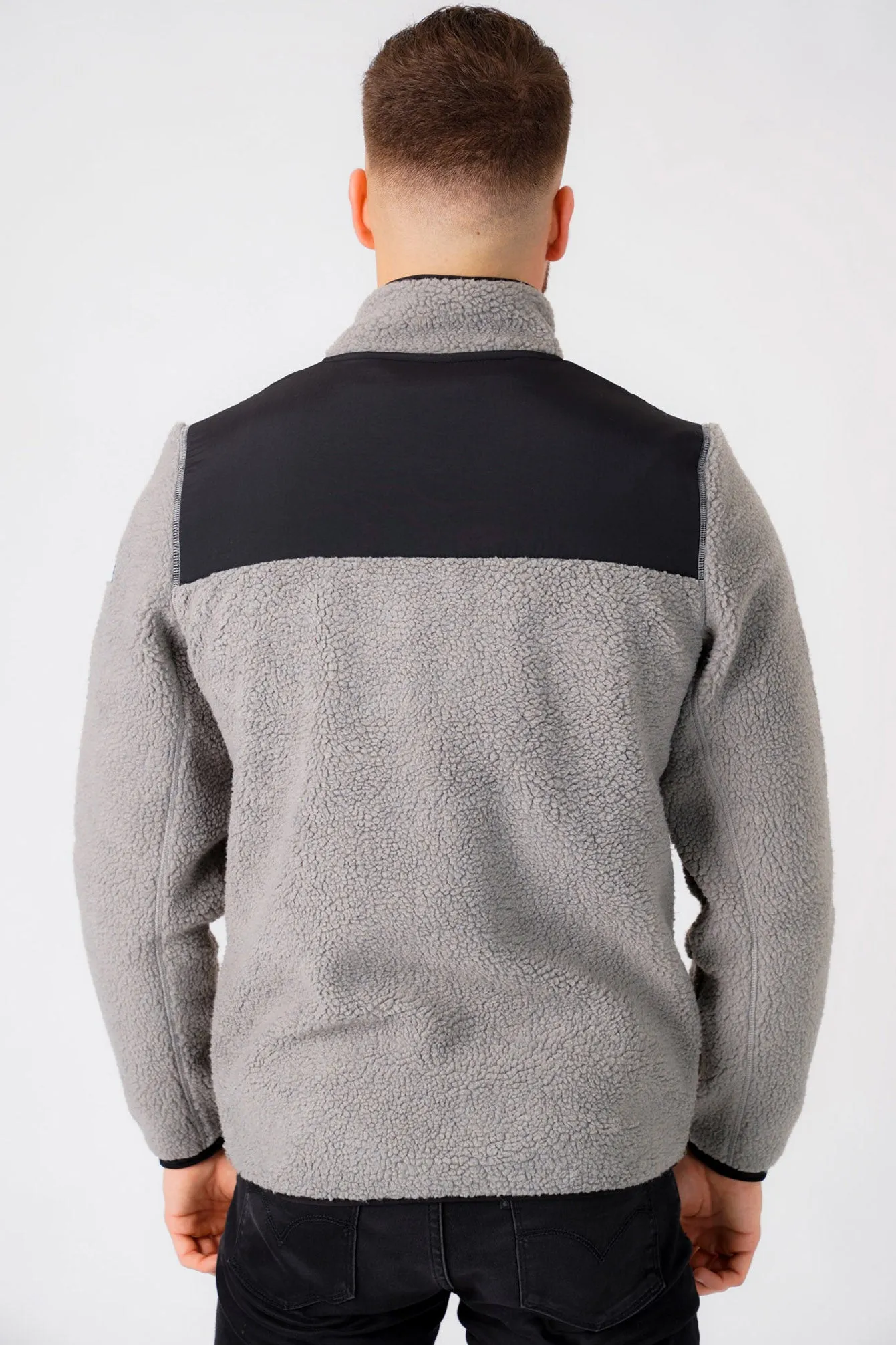 Southwell Teddy Borg Fleece Funnel Neck Hoody in Ghost Grey - Tokyo Laundry