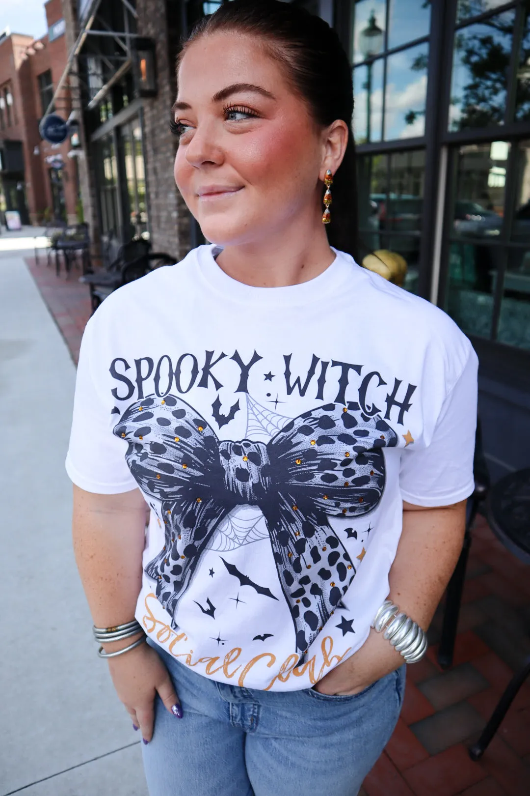 Spooky Witch Social Club Cheetah Bow Tee