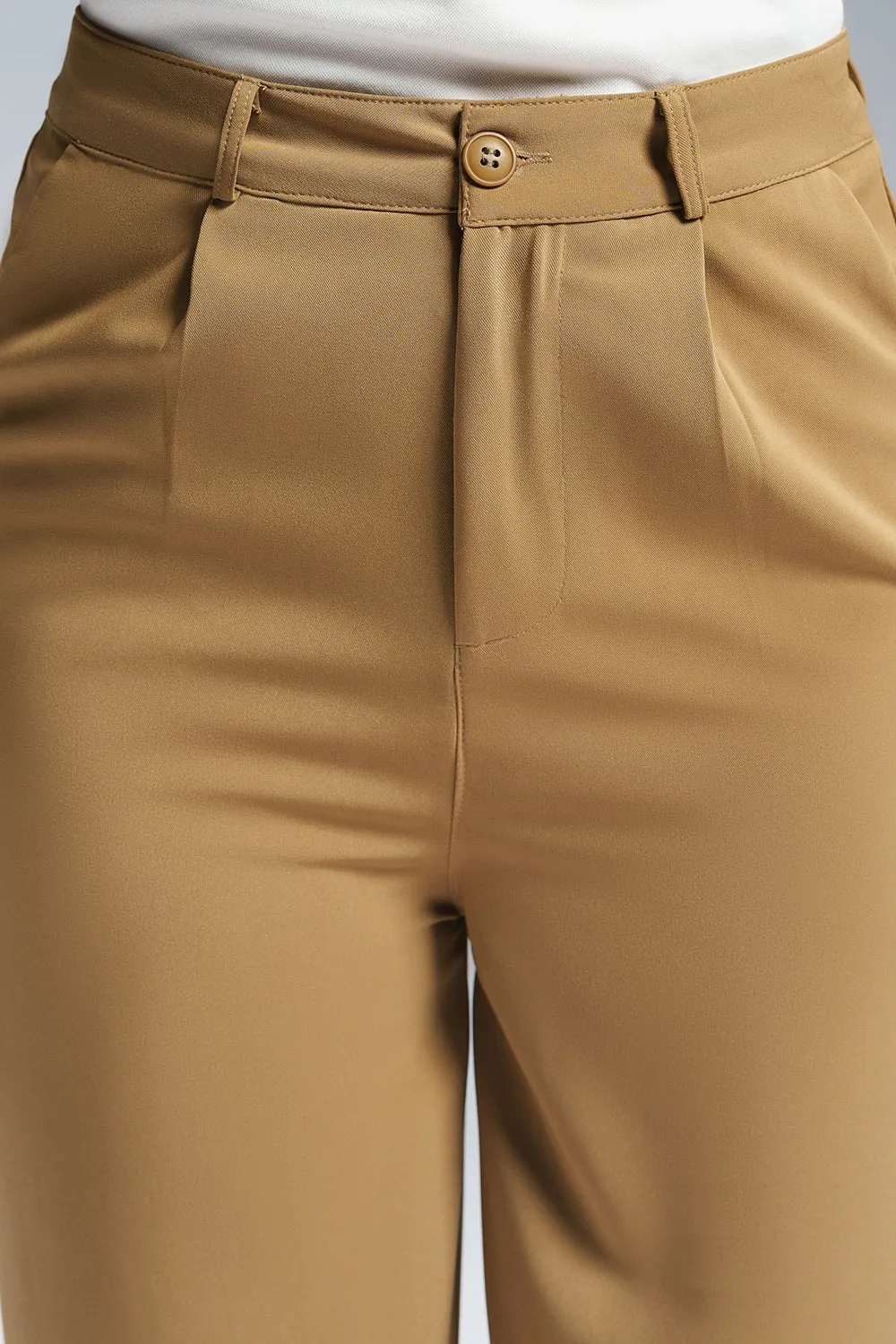 Toffee Brown Single Pleated Korean Pants