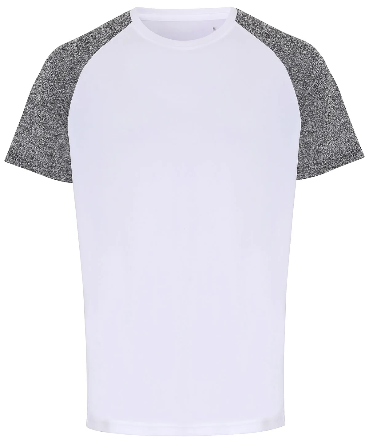 TriDri® contrast sleeve performance t-shirt | White/Black Melange