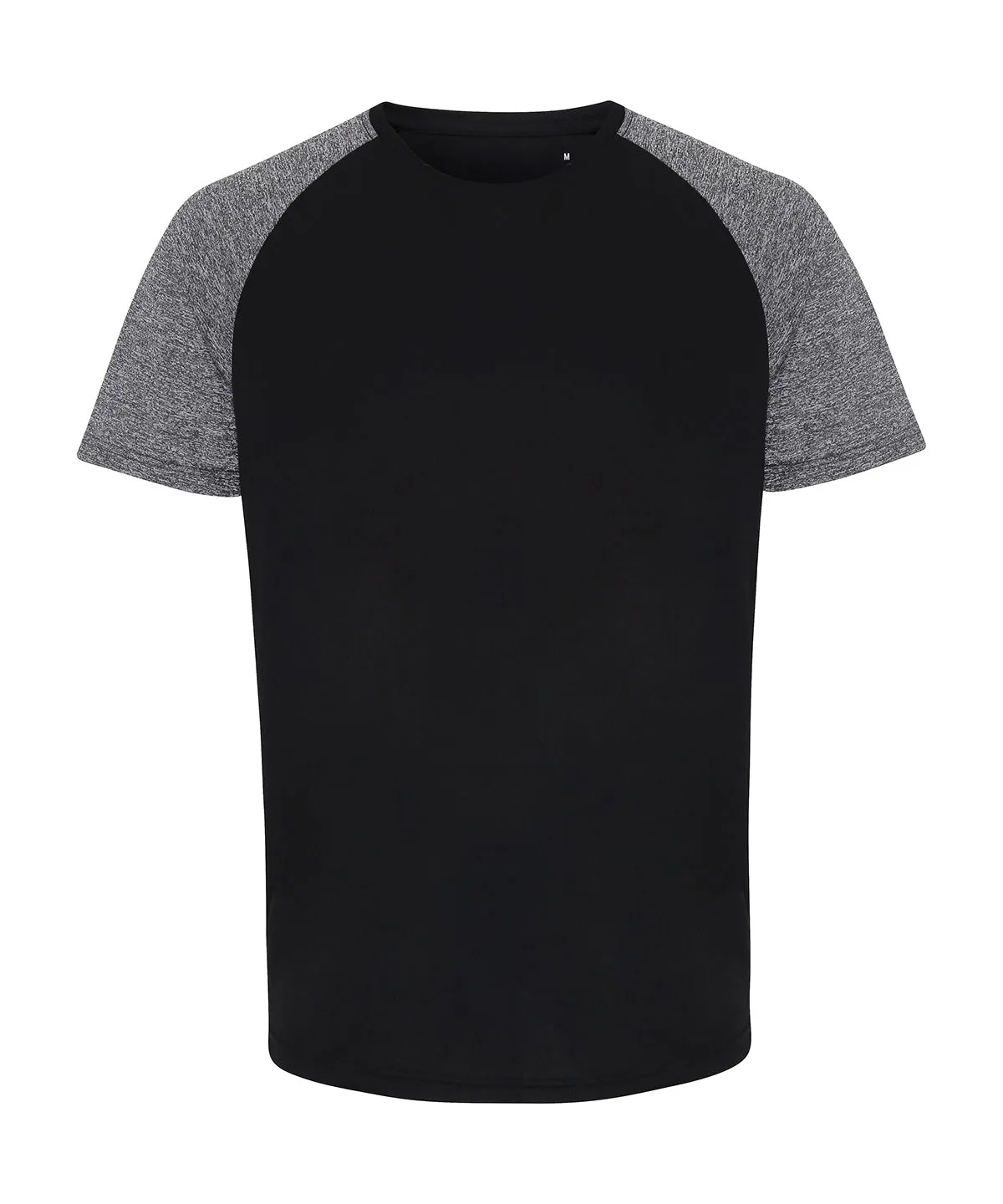 TriDri® contrast sleeve performance t-shirt | White/Black Melange