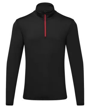 TriDri® recycled long sleeve brushed back  zip top | Black/Red