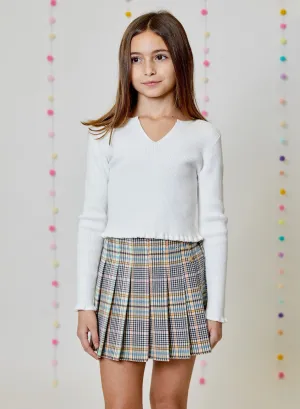 Tween Bottoms | Plaid Pink Combo Skort | Design History