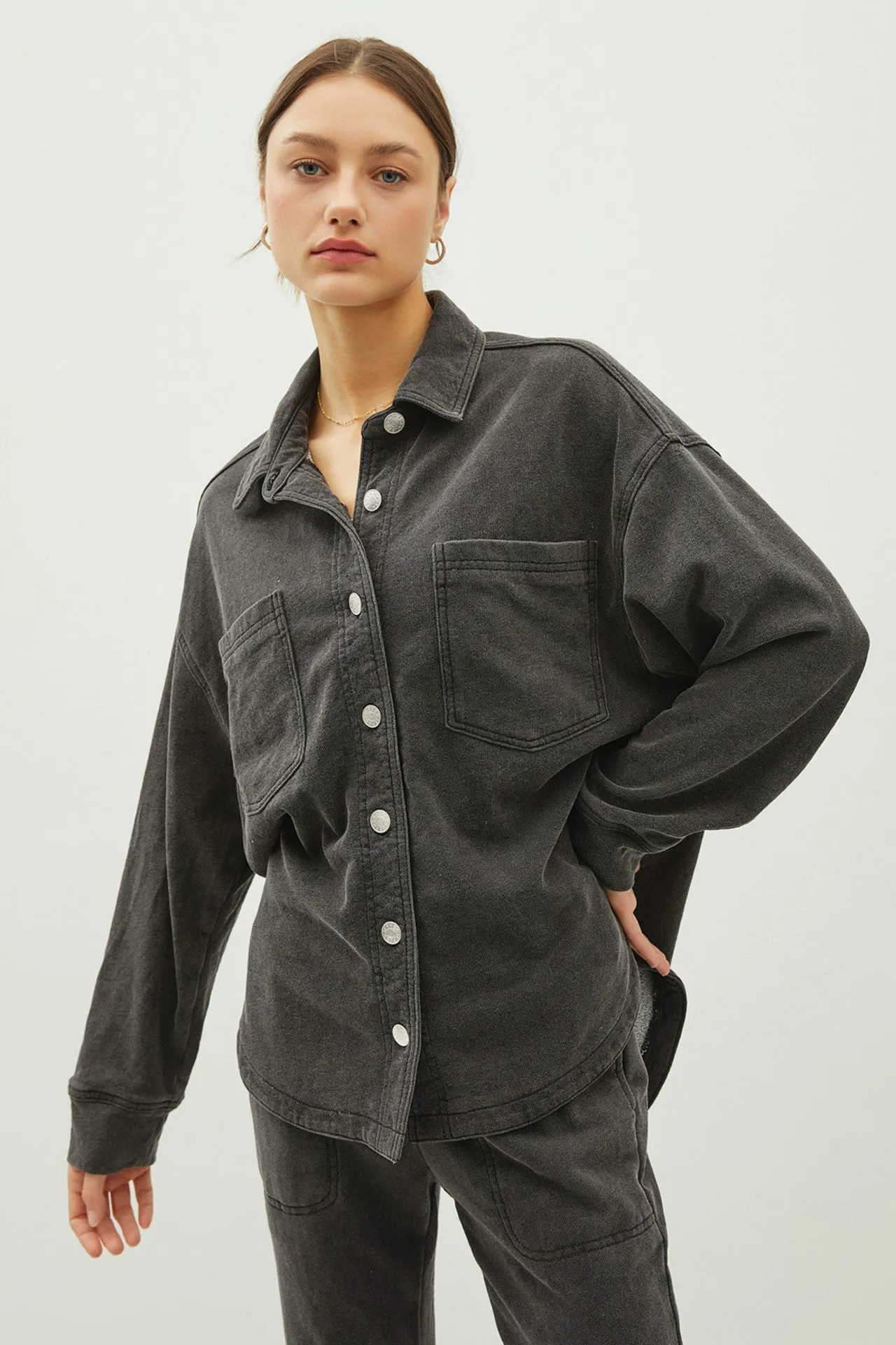 Ultra Soft Denim Wash Oversize Shacket