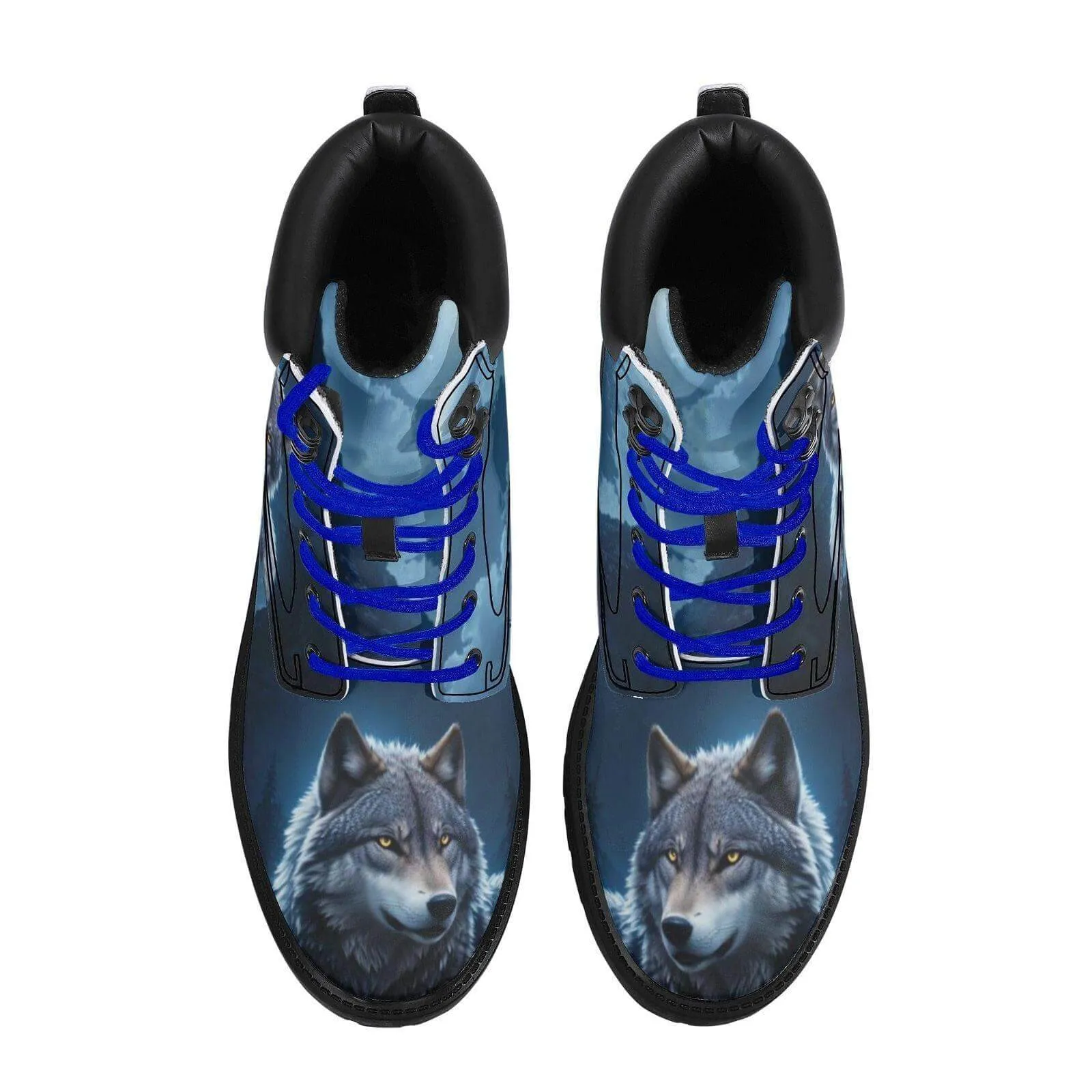 Unique Wolf Design Printed Boots