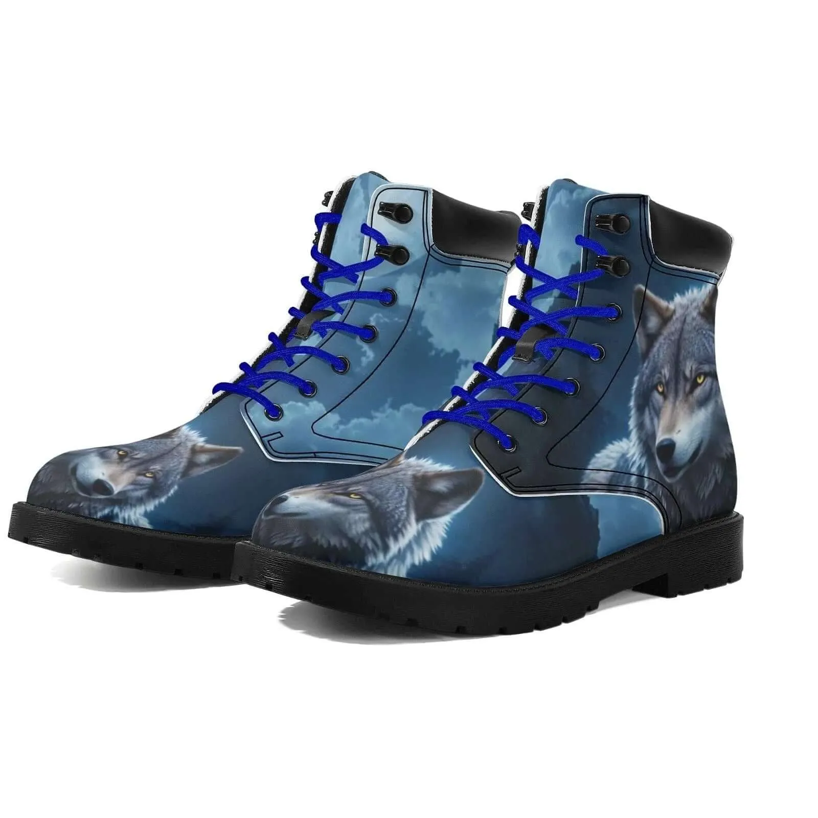 Unique Wolf Design Printed Boots