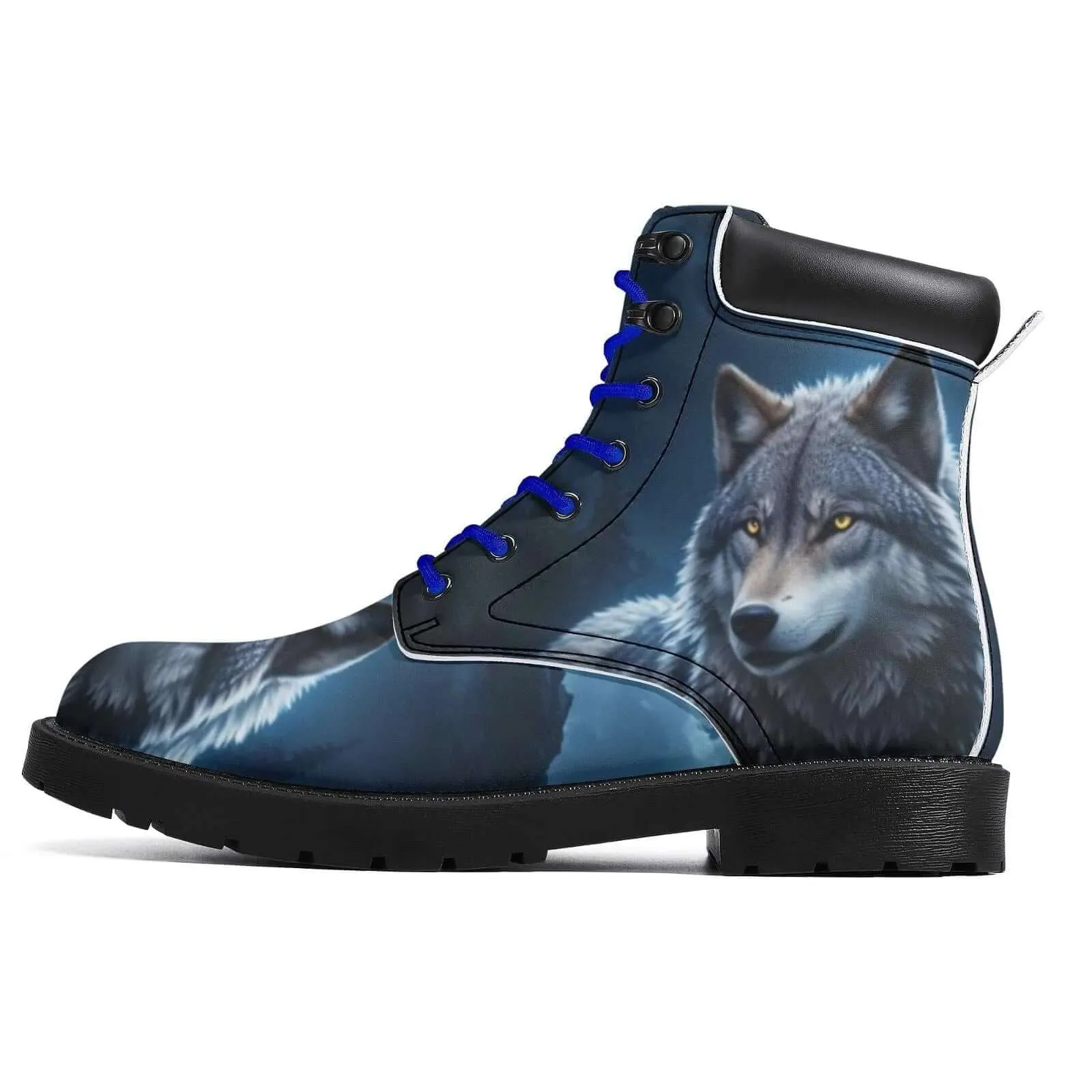 Unique Wolf Design Printed Boots