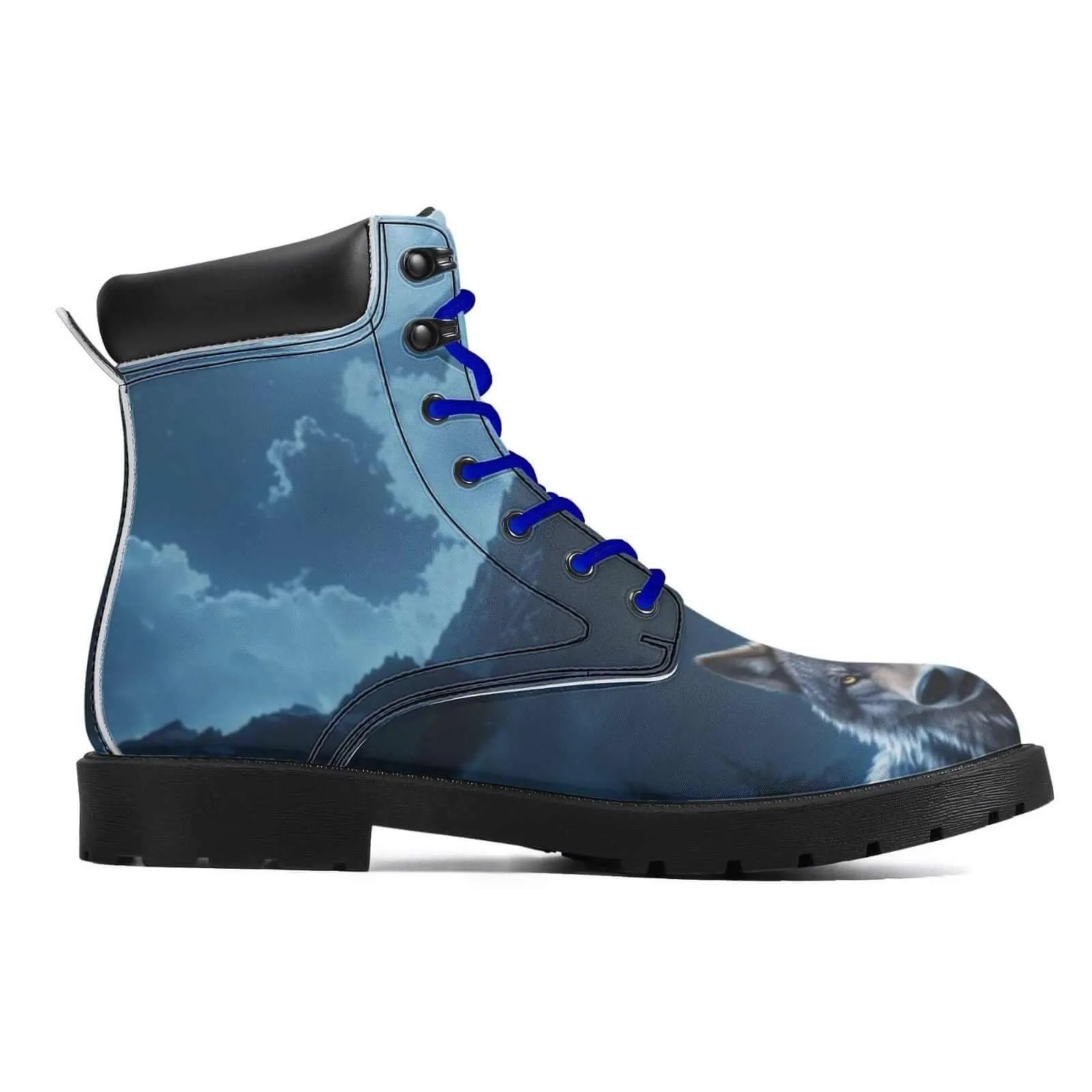 Unique Wolf Design Printed Boots