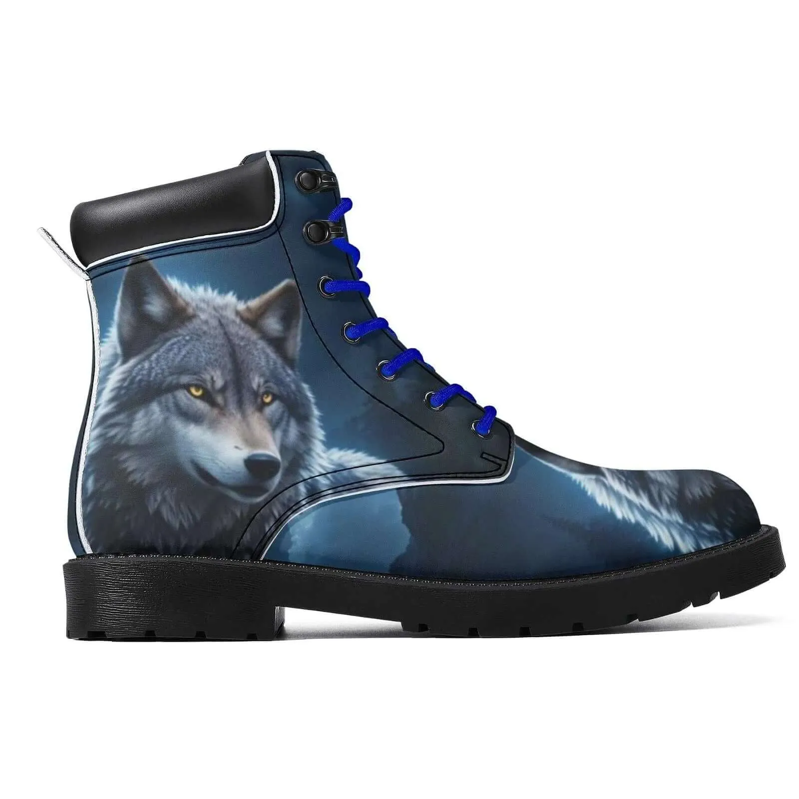 Unique Wolf Design Printed Boots