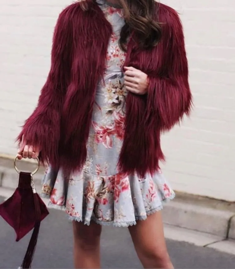 UNREAL FUR UNREAL DREAM JACKET IN BURGUNDY