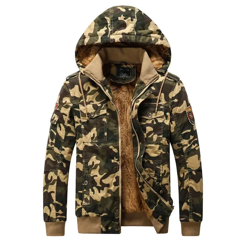 Western Size Down Army Military Camouflage Jersey Thick Winter Warm Puffer Hooded Jacket | K-7711