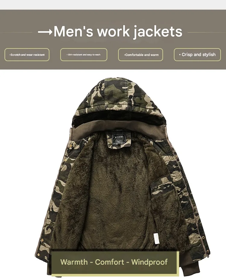 Western Size Down Army Military Camouflage Jersey Thick Winter Warm Puffer Hooded Jacket | K-7711