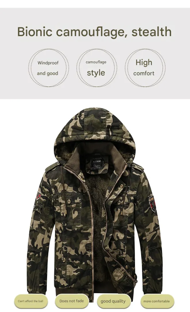 Western Size Down Army Military Camouflage Jersey Thick Winter Warm Puffer Hooded Jacket | K-7711