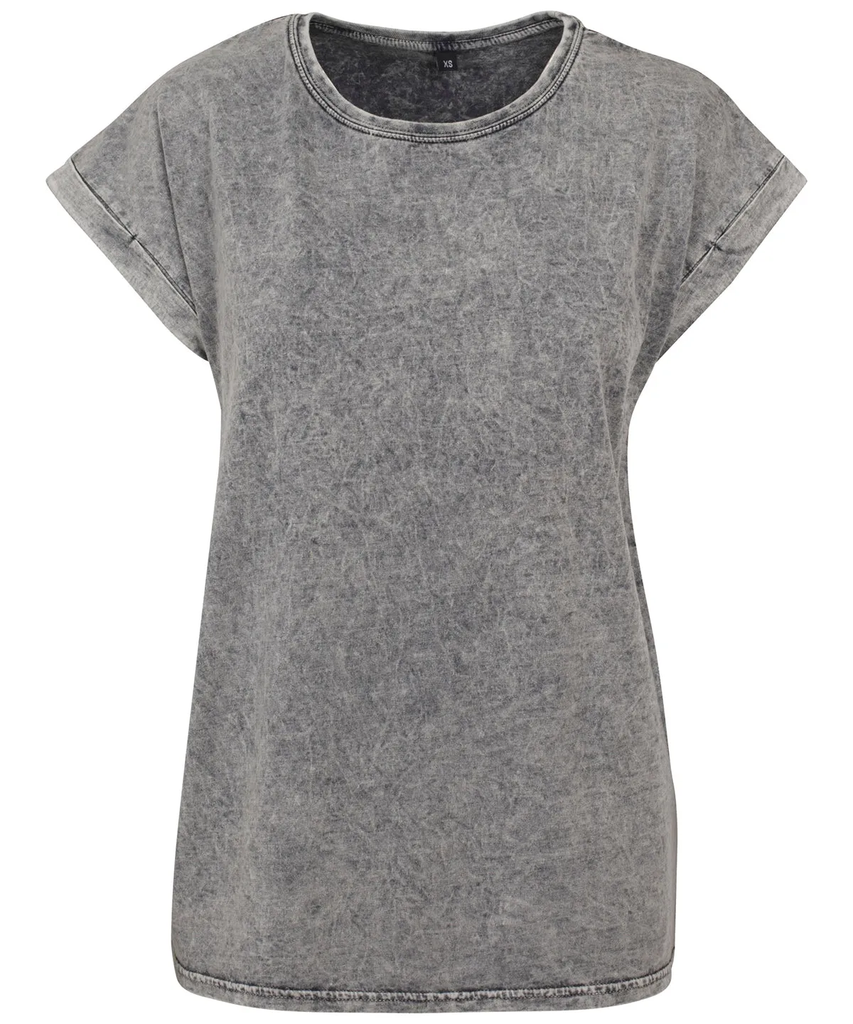 Womens acid washed extended shoulder tee | Grey/Black