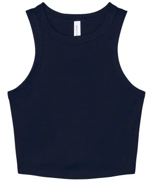 Womens micro rib racer tank | Solid Navy Blend