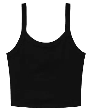 Womens micro rib spaghetti strap tank | Solid Black Blend