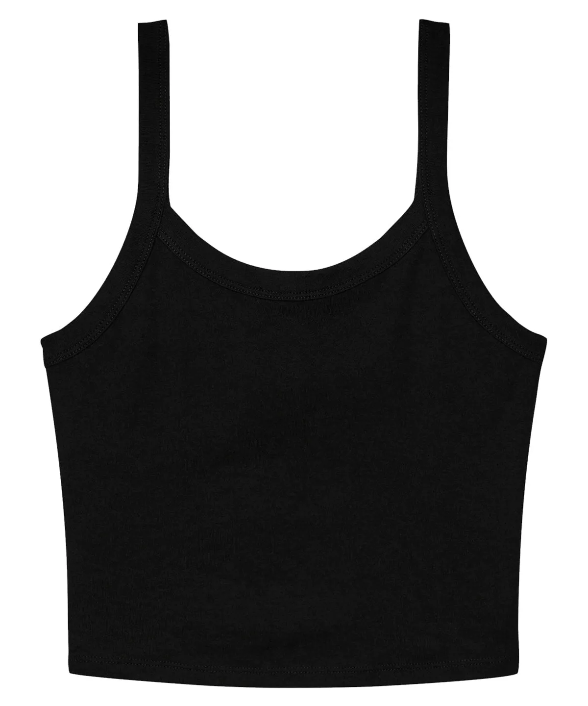 Womens micro rib spaghetti strap tank | Solid Black Blend