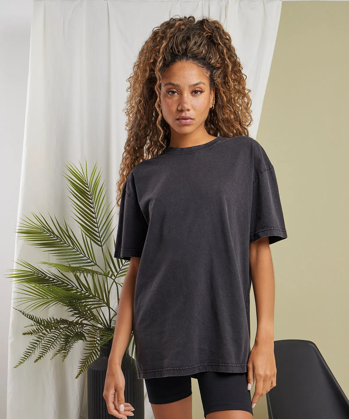 Womens oversized acid wash tee | Soft Salvia