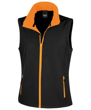 Womens printable softshell bodywarmer | Black/Orange