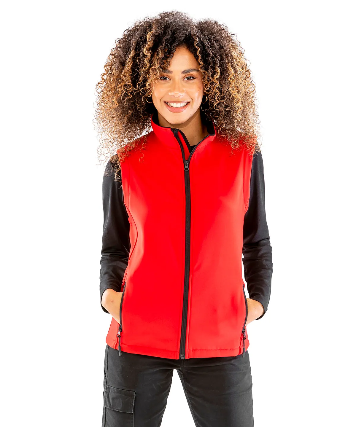 Womens printable softshell bodywarmer | Red/Black