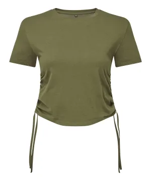 Womens TriDri® ruched crop top | Olive